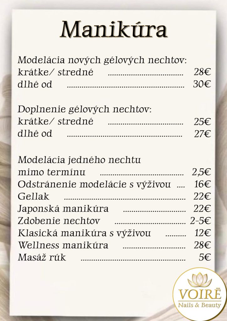 modelácia nových gélových nechtov doplnenie gélových nechtov modelácia jedného nechtu odstránenie modelácie s výživou gellak japonská manikúra zdobenie nechtov klasická manikúra s výživou wellness manikúra masáž rúk